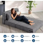 Divano Letto Pieghevole 4 in 1 e Poltrona Letto, Divanetto Trasformabile da 203 cm con Cuscino, Chaise Longue da Pavimento Trapuntata per Soggiorno, Camera da Letto, Camera degli Ospiti