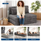 Divano Letto Pieghevole 4 in 1 e Poltrona Letto, Divanetto Trasformabile da 203 cm con Cuscino, Chaise Longue da Pavimento Trapuntata per Soggiorno, Camera da Letto, Camera degli Ospiti
