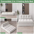 Divano Letto Pieghevole, Divano Letto Futon, Divano Pieghevole da Terra per Soggiorno, Poltrona Letto Convertibile con Cuscino, Materasso Pieghevole e Supporto per la Schiena