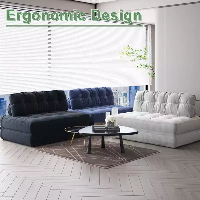 Divano Letto Pieghevole, Divano Letto Futon, Divano Pieghevole da Terra per Soggiorno, Poltrona Letto Convertibile con Cuscino, Materasso Pieghevole e Supporto per la Schiena