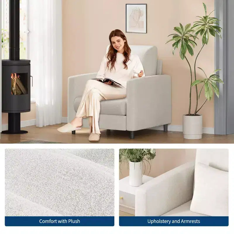 33,9 Sofa Poltrona, Divanetto in ciniglia per la lettura in camera da letto, Divano da salotto senza attrezzi, Comoda poltrona per il soggiorno