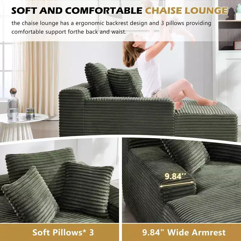 Divano letto futon Okak Modern Oversized in velluto con morbidi cuscini, comodo divano lounge per soggiorno, appartamento