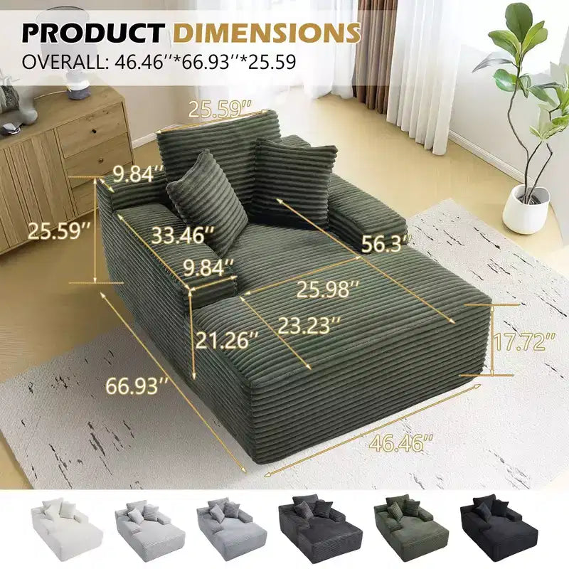 Divano letto futon Okak Modern Oversized in velluto con morbidi cuscini, comodo divano lounge per soggiorno, appartamento