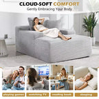Divano letto futon Okak Modern Oversized in velluto con morbidi cuscini, comodo divano lounge per soggiorno, appartamento