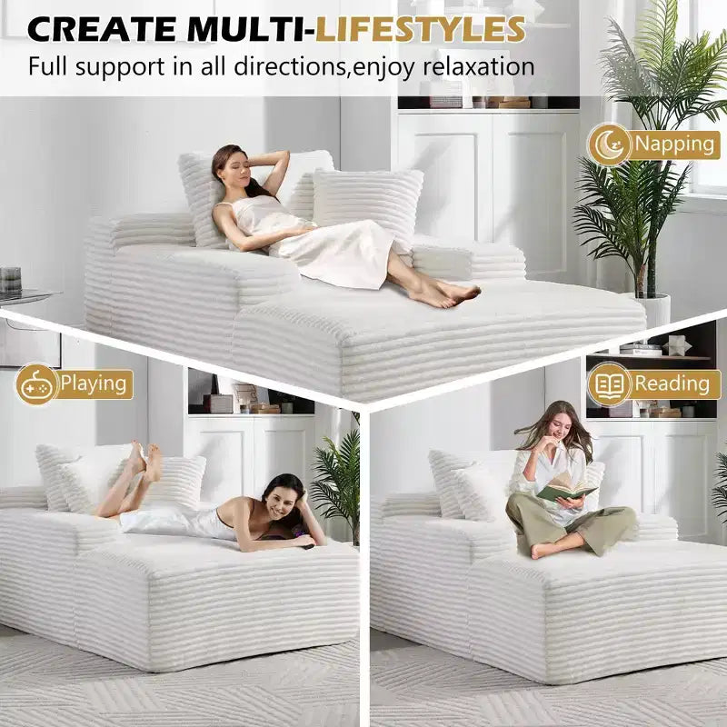 Divano letto futon Okak Modern Oversized in velluto con morbidi cuscini, comodo divano lounge per soggiorno, appartamento