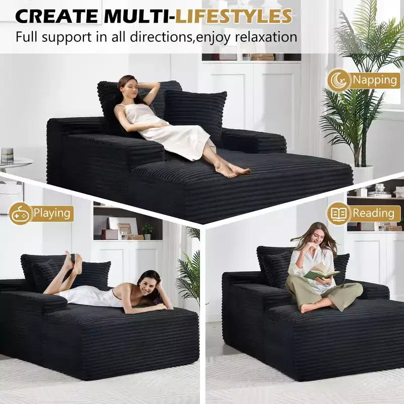Divano letto futon Okak Modern Oversized in velluto con morbidi cuscini, comodo divano lounge per soggiorno, appartamento