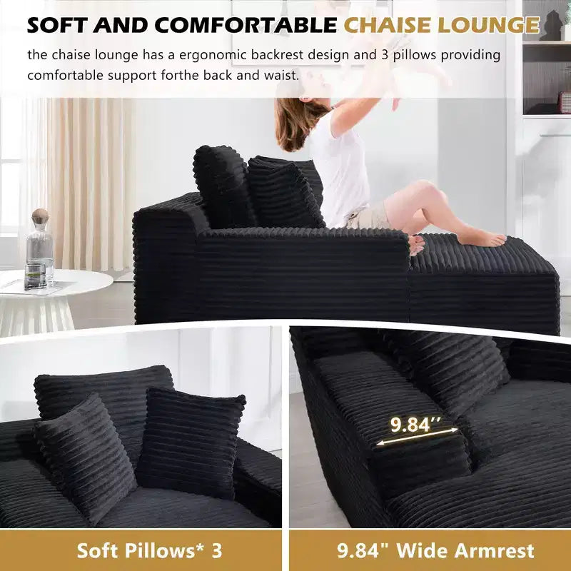 Divano letto futon Okak Modern Oversized in velluto con morbidi cuscini, comodo divano lounge per soggiorno, appartamento