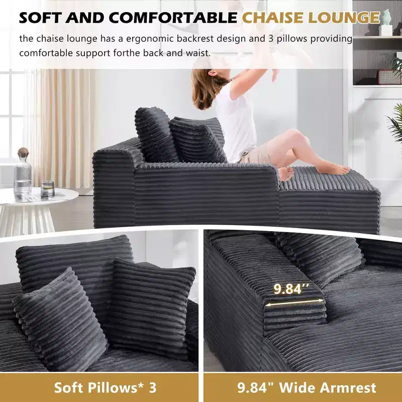 Divano letto futon Okak Modern Oversized in velluto con morbidi cuscini, comodo divano lounge per soggiorno, appartamento
