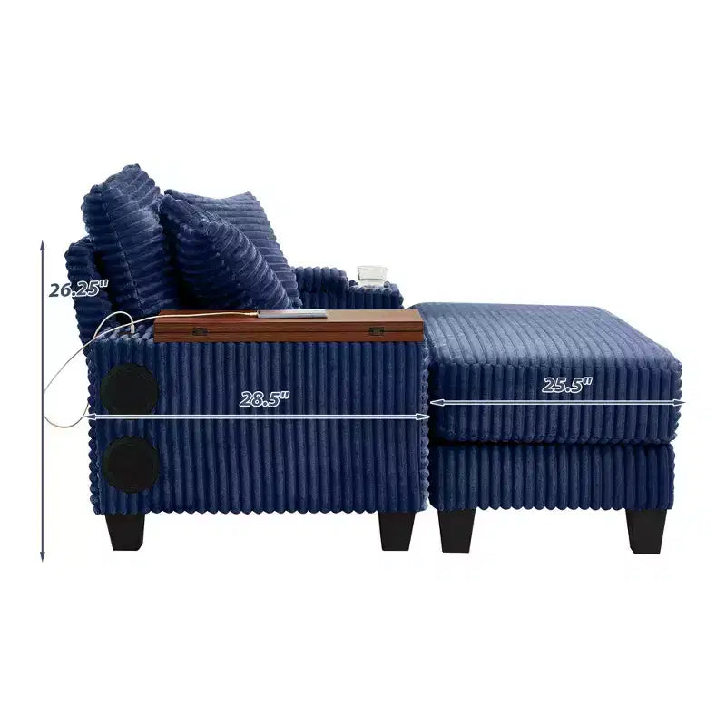 Okak Divano Futon Moderno Oversize con Pouf e Tavolino Girevole, Comoda Poltrona Letto per Soggiorno, Appartamento