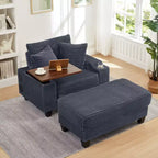 Okak Divano Futon Moderno Oversize con Pouf e Tavolino Girevole, Comoda Poltrona Letto per Soggiorno, Appartamento