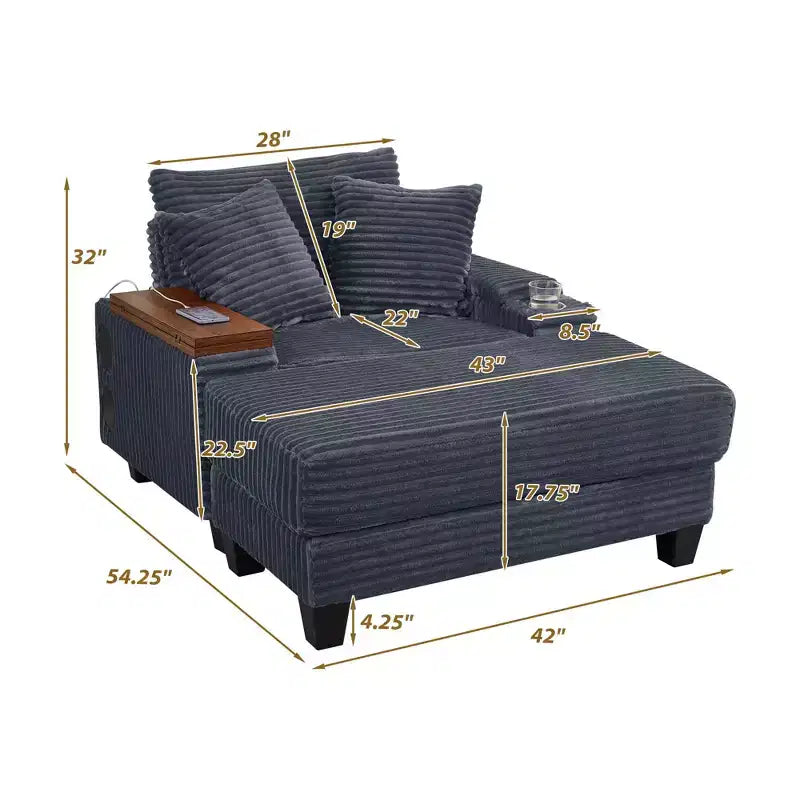 Okak Divano Futon Moderno Oversize con Pouf e Tavolino Girevole, Comoda Poltrona Letto per Soggiorno, Appartamento