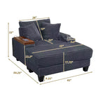 Okak Divano Futon Moderno Oversize con Pouf e Tavolino Girevole, Comoda Poltrona Letto per Soggiorno, Appartamento
