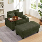 Okak Divano Futon Moderno Oversize con Pouf e Tavolino Girevole, Comoda Poltrona Letto per Soggiorno, Appartamento