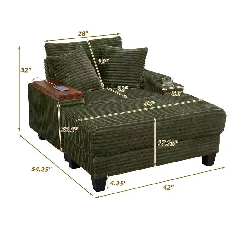 Okak Divano Futon Moderno Oversize con Pouf e Tavolino Girevole, Comoda Poltrona Letto per Soggiorno, Appartamento