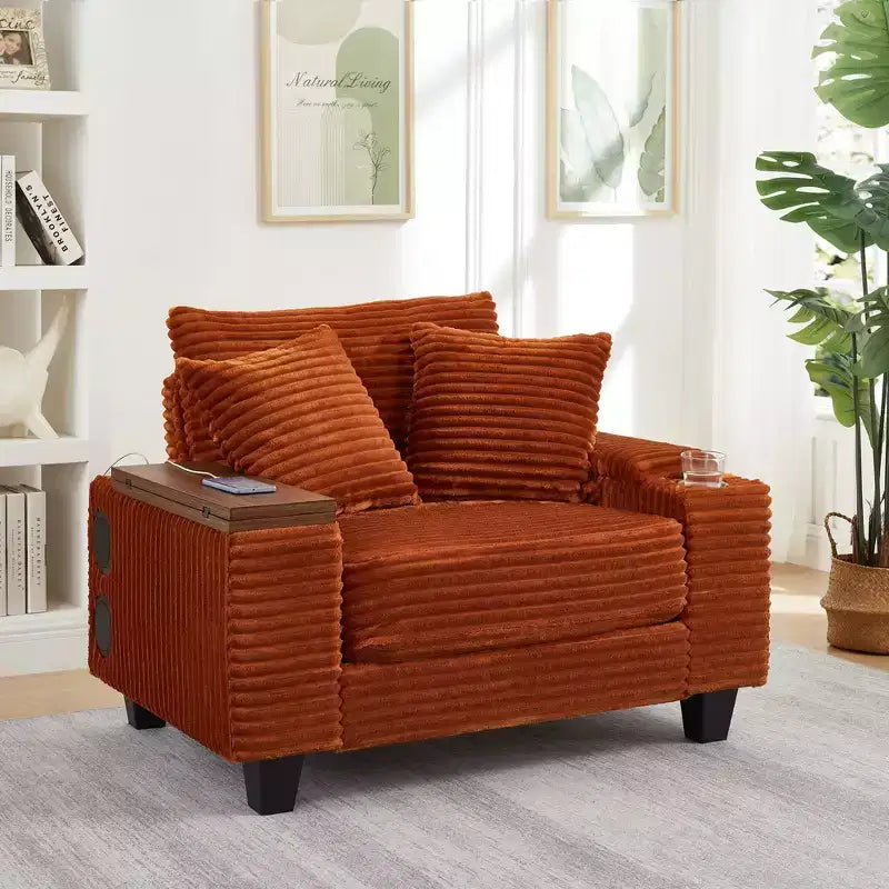 Okak Divano Futon Moderno Oversize con Pouf e Tavolino Girevole, Comoda Poltrona Letto per Soggiorno, Appartamento