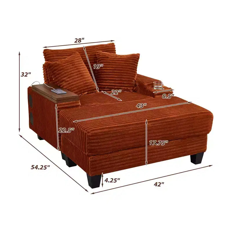 Okak Divano Futon Moderno Oversize con Pouf e Tavolino Girevole, Comoda Poltrona Letto per Soggiorno, Appartamento