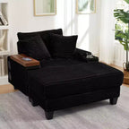 Okak Divano Futon Moderno Oversize con Pouf e Tavolino Girevole, Comoda Poltrona Letto per Soggiorno, Appartamento