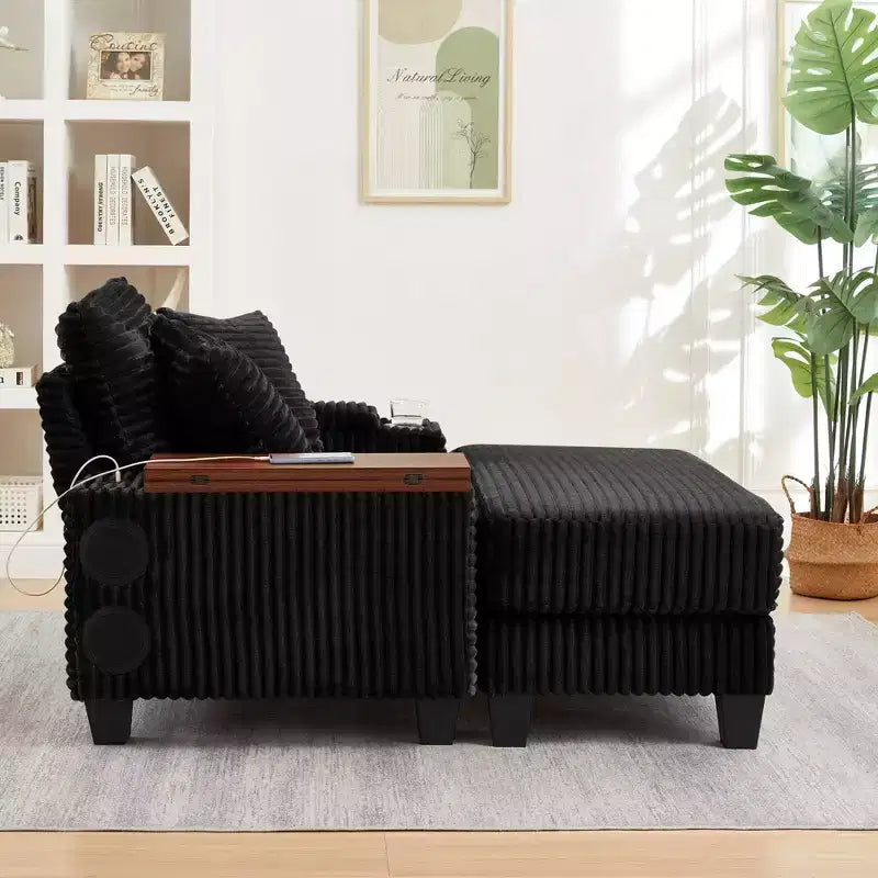 Okak Divano Futon Moderno Oversize con Pouf e Tavolino Girevole, Comoda Poltrona Letto per Soggiorno, Appartamento