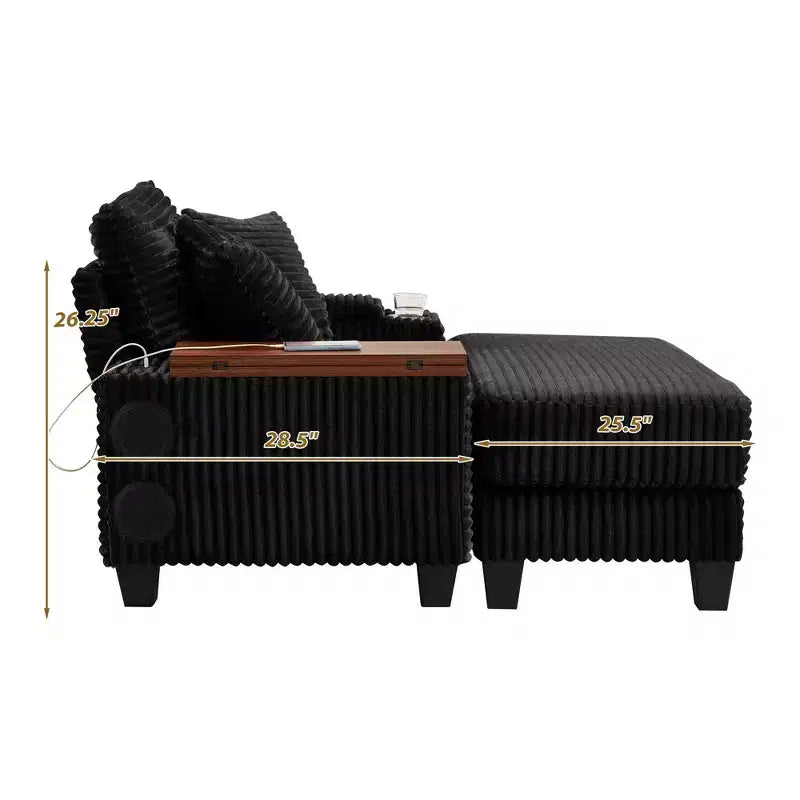 Okak Divano Futon Moderno Oversize con Pouf e Tavolino Girevole, Comoda Poltrona Letto per Soggiorno, Appartamento