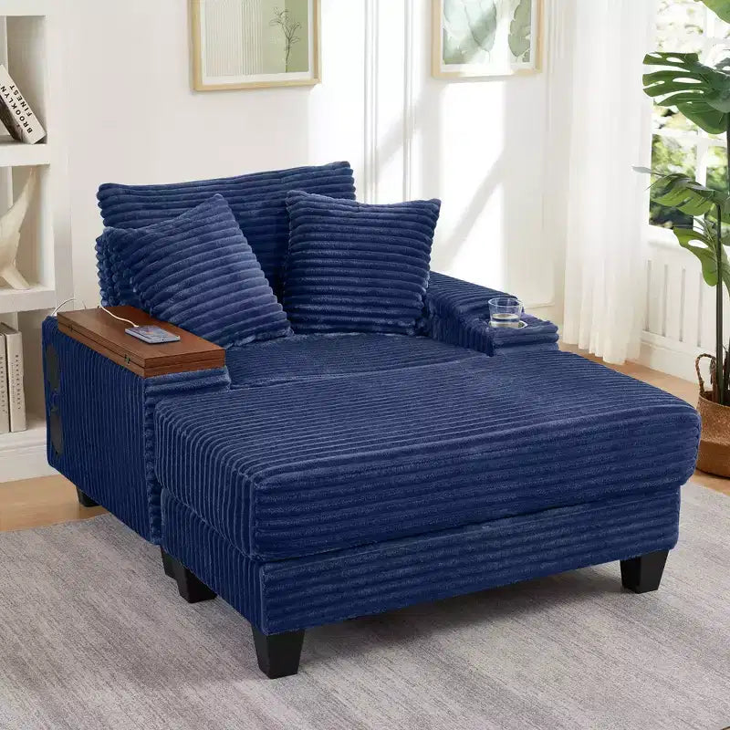 Okak Divano Futon Moderno Oversize con Pouf e Tavolino Girevole, Comoda Poltrona Letto per Soggiorno, Appartamento