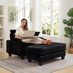 Okak Modern Oversized Sofa Futon Couch with Ottoman & Rotating Side Table,Comfy Sleeper Sofa Chair for Living Room,Apartment