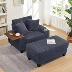 Okak Divano Futon Moderno Oversize con Pouf e Tavolino Girevole, Comoda Poltrona Letto per Soggiorno, Appartamento