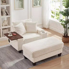 Okak Divano Futon Moderno Oversize con Pouf e Tavolino Girevole, Comoda Poltrona Letto per Soggiorno, Appartamento