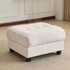 Divano Whisen 119 in ciniglia a 4 posti, divano componibile e divano con 2 pouf, schienale regolabile, 4 cuscini decorativi