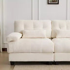 Divano Whisen 119 in ciniglia a 4 posti, divano componibile e divano con 2 pouf, schienale regolabile, 4 cuscini decorativi
