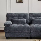 Divano Whisen 119 in ciniglia a 4 posti, divano componibile e divano con 2 pouf, schienale regolabile, 4 cuscini decorativi