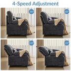 Divano Whisen 119 in ciniglia a 4 posti, divano componibile e divano con 2 pouf, schienale regolabile, 4 cuscini decorativi