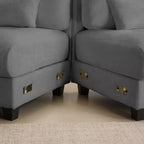 Divano Whisen 119 in ciniglia a 4 posti, divano componibile e divano con 2 pouf, schienale regolabile, 4 cuscini decorativi
