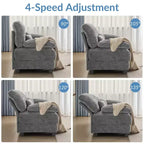 Divano Whisen 119 in ciniglia a 4 posti, divano componibile e divano con 2 pouf, schienale regolabile, 4 cuscini decorativi