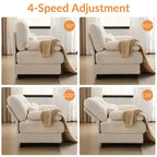 Divano Whisen 119 in ciniglia a 4 posti, divano componibile e divano con 2 pouf, schienale regolabile, 4 cuscini decorativi