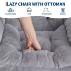 Poltrona con Pouf, Divano Moderno per Soggiorno e Lettura, Tasca Laterale, per Soggiorno, Camera da Letto