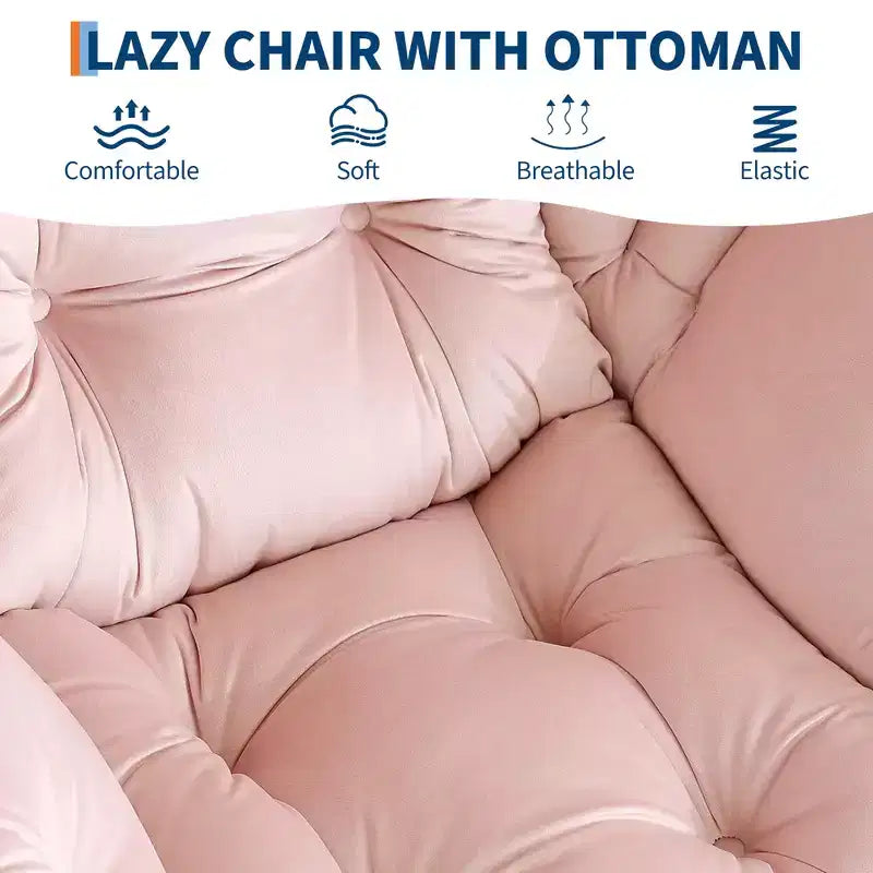 Poltrona con Pouf, Divano Moderno per Soggiorno e Lettura, Tasca Laterale, per Soggiorno, Camera da Letto