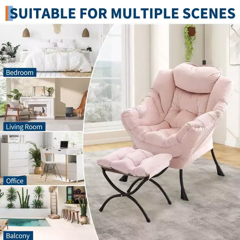 Poltrona con Pouf, Divano Moderno per Soggiorno e Lettura, Tasca Laterale, per Soggiorno, Camera da Letto