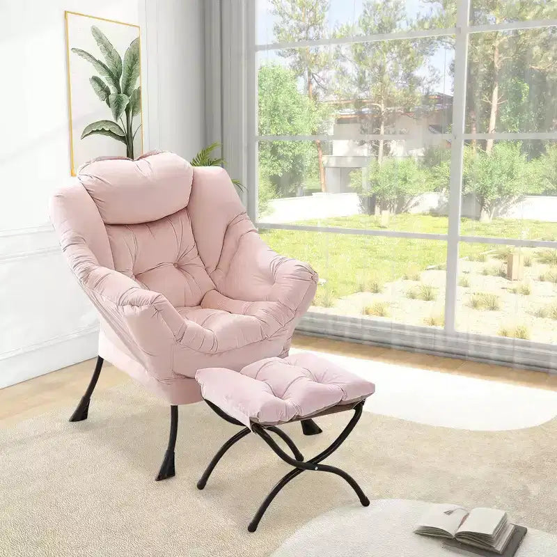 Poltrona con Pouf, Divano Moderno per Soggiorno e Lettura, Tasca Laterale, per Soggiorno, Camera da Letto
