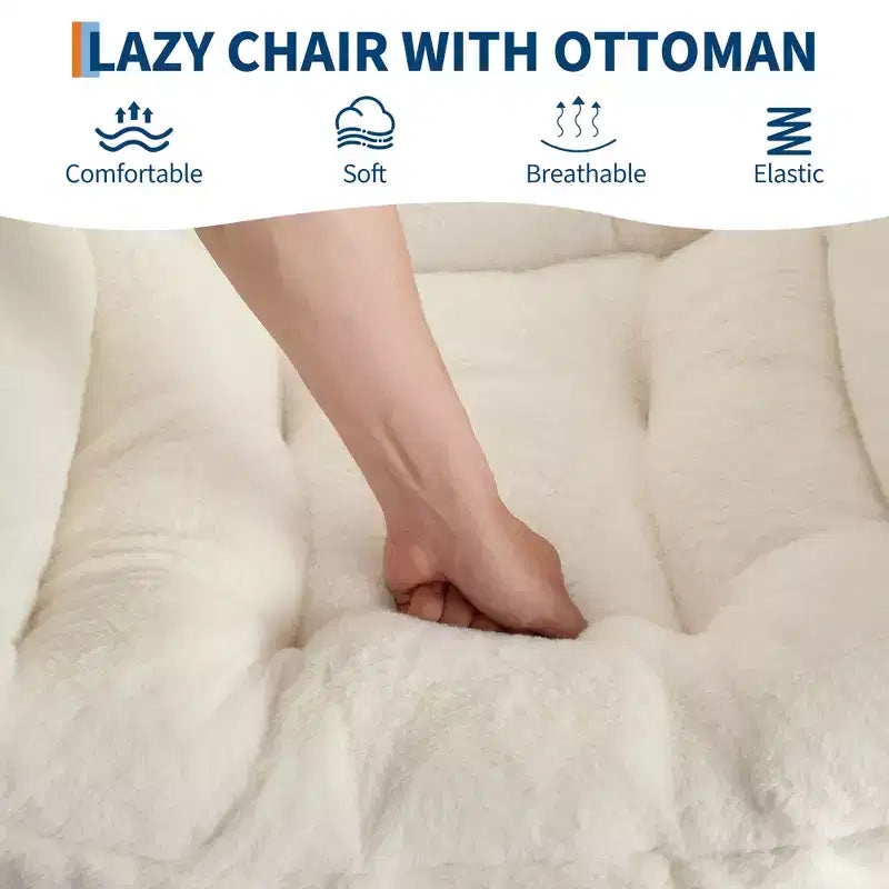 Poltrona con Pouf, Divano Moderno per Soggiorno e Lettura, Tasca Laterale, per Soggiorno, Camera da Letto