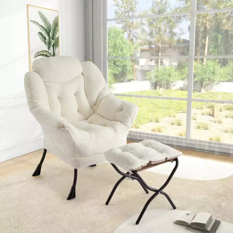 Poltrona con Pouf, Divano Moderno per Soggiorno e Lettura, Tasca Laterale, per Soggiorno, Camera da Letto