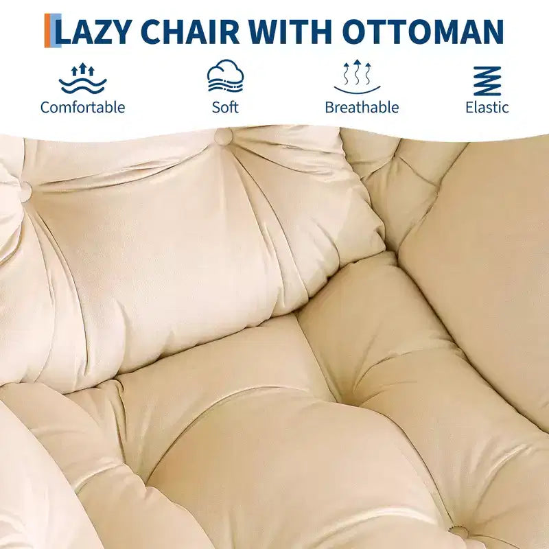 Poltrona con Pouf, Divano Moderno per Soggiorno e Lettura, Tasca Laterale, per Soggiorno, Camera da Letto