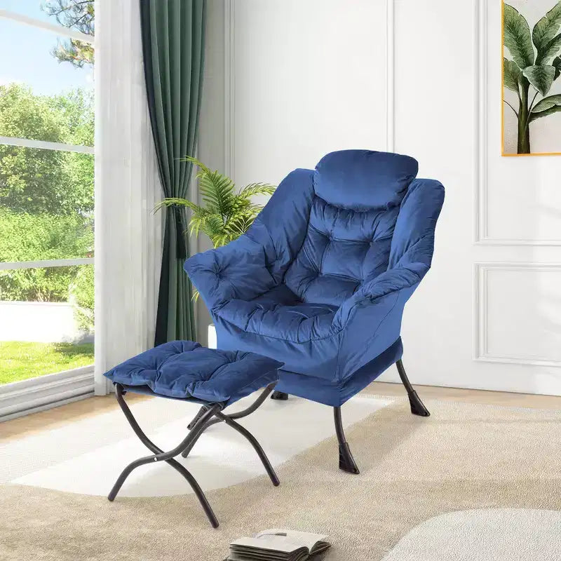 Poltrona con Pouf, Divano Moderno per Soggiorno e Lettura, Tasca Laterale, per Soggiorno, Camera da Letto