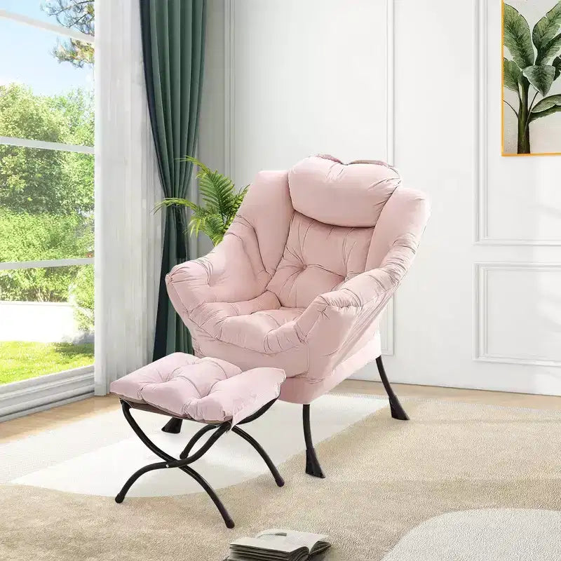 Poltrona con Pouf, Divano Moderno per Soggiorno e Lettura, Tasca Laterale, per Soggiorno, Camera da Letto