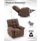 Poltrona Reclinabile Basculante, Girevole a 360°, Reclinabile Singola Lazy Boy, Recliner Manuale Extra Largo, Rivestimento in ciniglia Sovraccarico Morbido