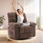 Poltrona Reclinabile Basculante, Girevole a 360°, Reclinabile Singola Lazy Boy, Recliner Manuale Extra Largo, Rivestimento in ciniglia Sovraccarico Morbido