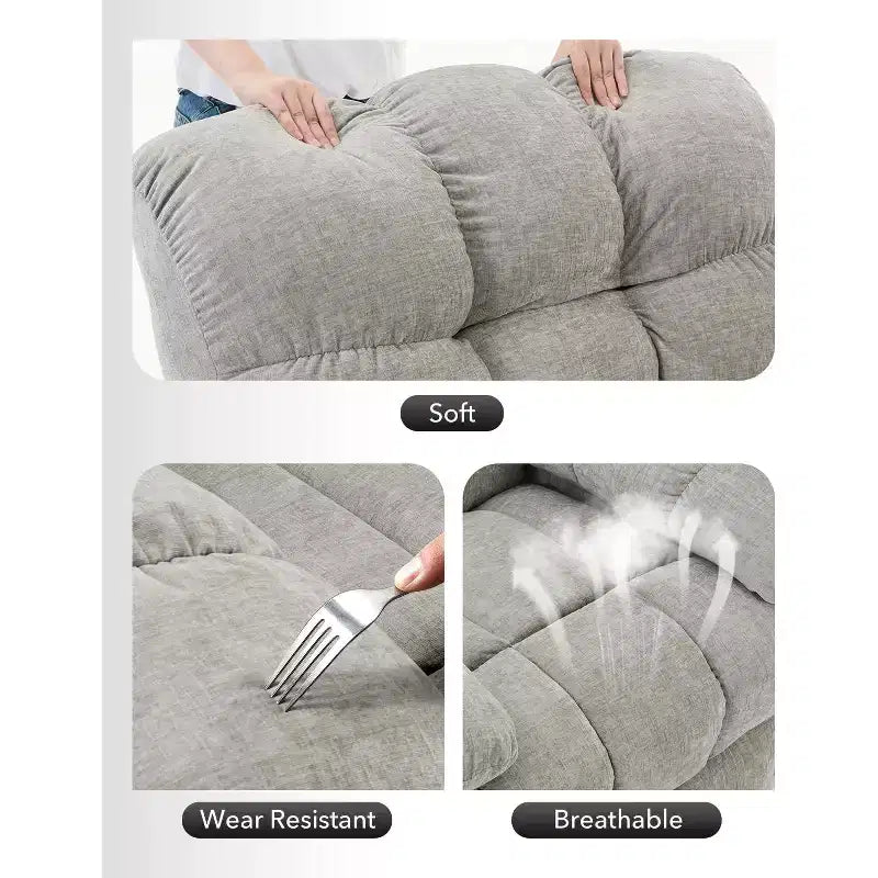 Poltrona Reclinabile Basculante, Girevole a 360°, Reclinabile Singola Lazy Boy, Recliner Manuale Extra Largo, Rivestimento in ciniglia Sovraccarico Morbido