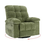 Poltrona Reclinabile Basculante, Girevole a 360°, Reclinabile Singola Lazy Boy, Recliner Manuale Extra Largo, Rivestimento in ciniglia Sovraccarico Morbido
