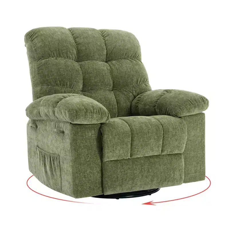 Poltrona Reclinabile Basculante, Girevole a 360°, Reclinabile Singola Lazy Boy, Recliner Manuale Extra Largo, Rivestimento in ciniglia Sovraccarico Morbido
