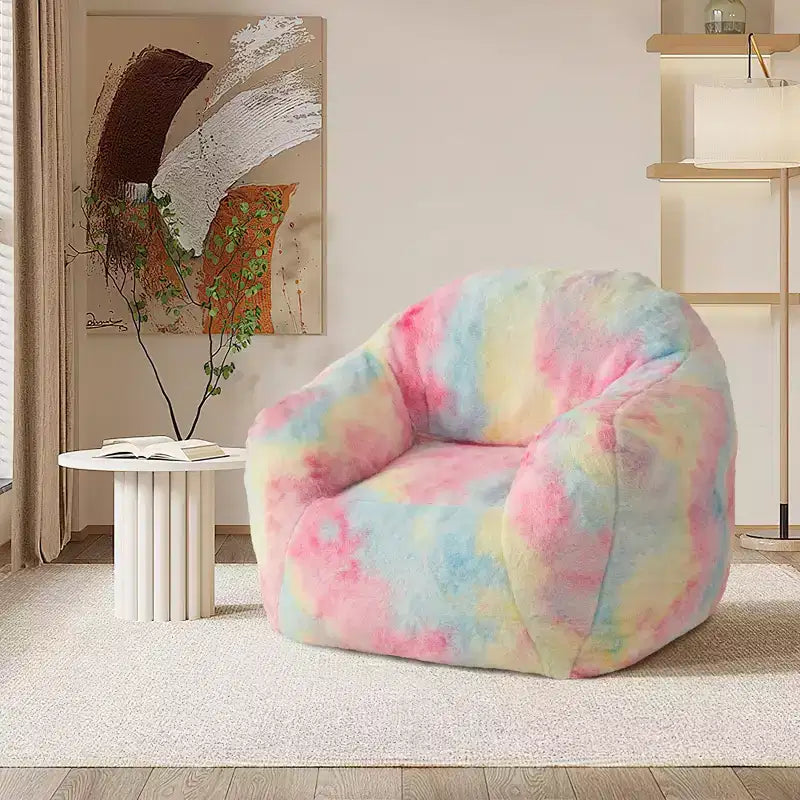 Poltrona a sacco di lusso in morbida pelliccia sintetica con braccioli e schienale, lettino ergonomico in memory foam per soggiorno, camera da letto, ufficio