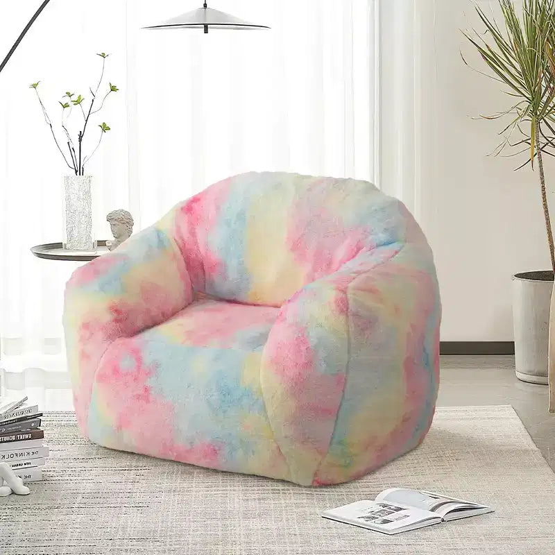 Poltrona a sacco di lusso in morbida pelliccia sintetica con braccioli e schienale, lettino ergonomico in memory foam per soggiorno, camera da letto, ufficio